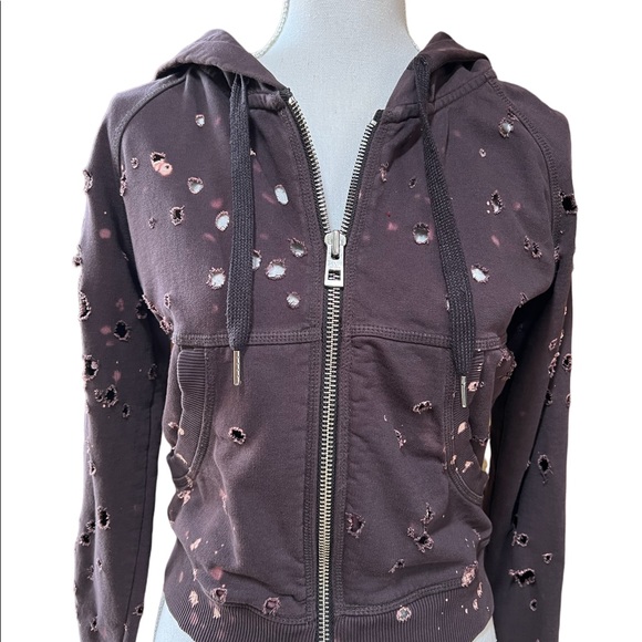 Adidas by Stella McCartney Tops - STELLA MCCARTNEY + ADIDAS WOMENS DISTRESSED ZIP UP HOODIE SIZE 34